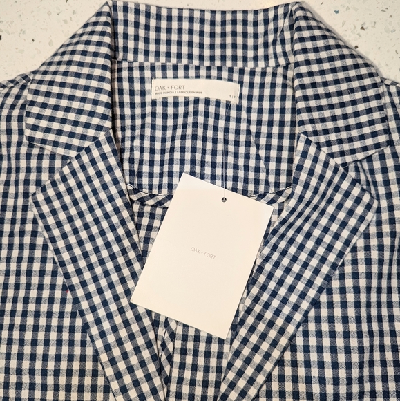 BNWT OAK + FORT Estate Blue Gingham Two Piece Set 100% Cotton - Picture 8 of 11
